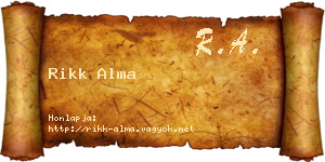 Rikk Alma névjegykártya